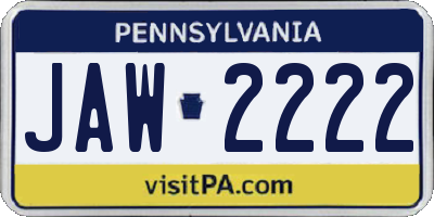 PA license plate JAW2222