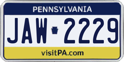 PA license plate JAW2229