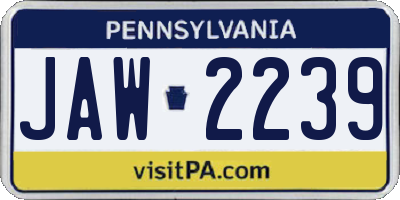 PA license plate JAW2239