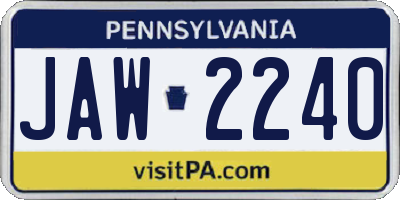 PA license plate JAW2240