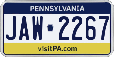 PA license plate JAW2267