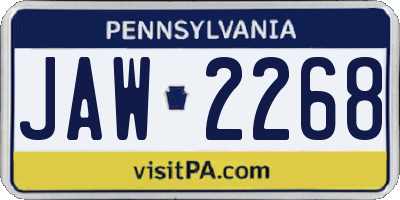 PA license plate JAW2268