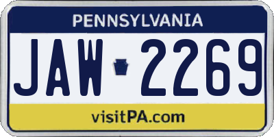 PA license plate JAW2269
