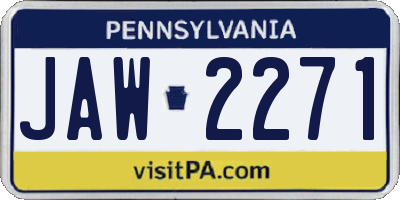 PA license plate JAW2271