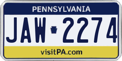 PA license plate JAW2274