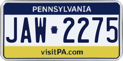 PA license plate JAW2275