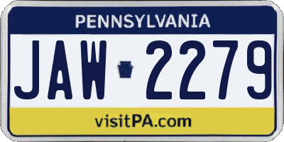 PA license plate JAW2279