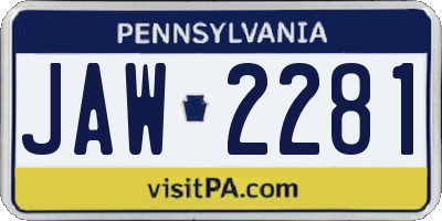 PA license plate JAW2281