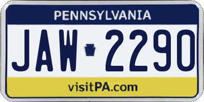 PA license plate JAW2290