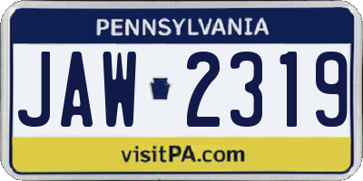 PA license plate JAW2319