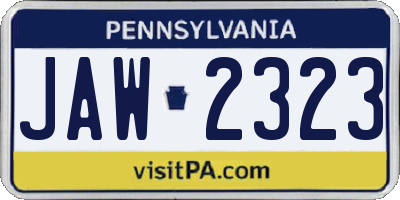 PA license plate JAW2323