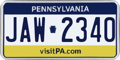 PA license plate JAW2340
