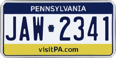 PA license plate JAW2341