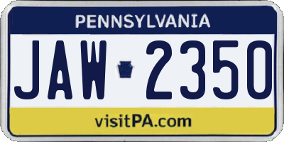 PA license plate JAW2350