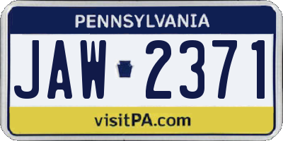 PA license plate JAW2371