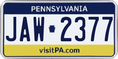 PA license plate JAW2377