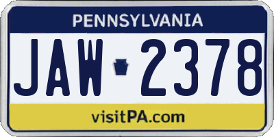 PA license plate JAW2378