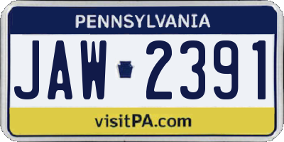 PA license plate JAW2391