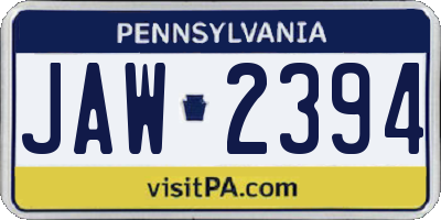 PA license plate JAW2394