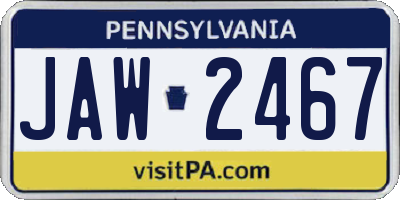 PA license plate JAW2467