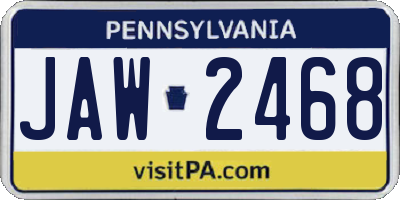 PA license plate JAW2468