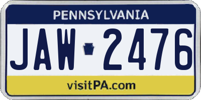 PA license plate JAW2476