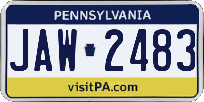 PA license plate JAW2483