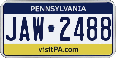 PA license plate JAW2488