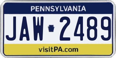 PA license plate JAW2489