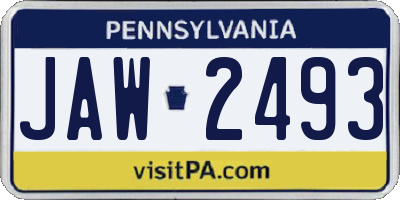 PA license plate JAW2493