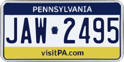 PA license plate JAW2495