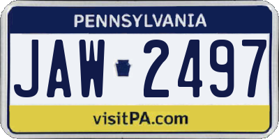 PA license plate JAW2497
