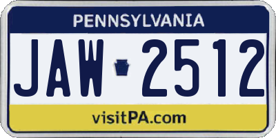 PA license plate JAW2512