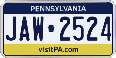 PA license plate JAW2524