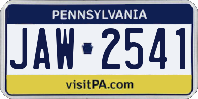 PA license plate JAW2541