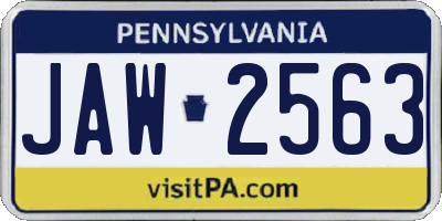 PA license plate JAW2563