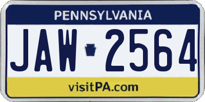 PA license plate JAW2564