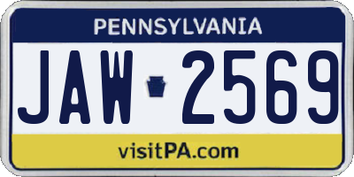 PA license plate JAW2569