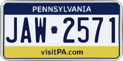 PA license plate JAW2571