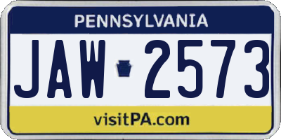 PA license plate JAW2573