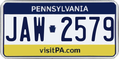 PA license plate JAW2579