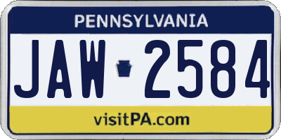 PA license plate JAW2584