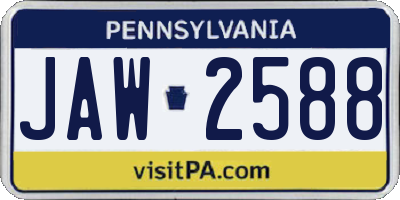 PA license plate JAW2588