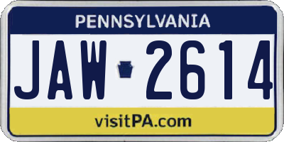 PA license plate JAW2614
