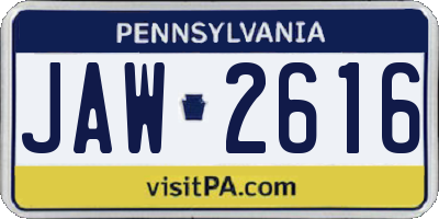 PA license plate JAW2616
