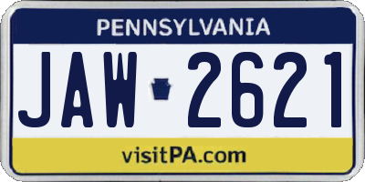 PA license plate JAW2621