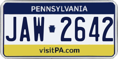 PA license plate JAW2642