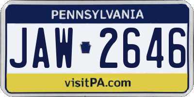 PA license plate JAW2646