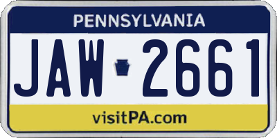 PA license plate JAW2661
