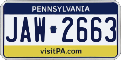 PA license plate JAW2663